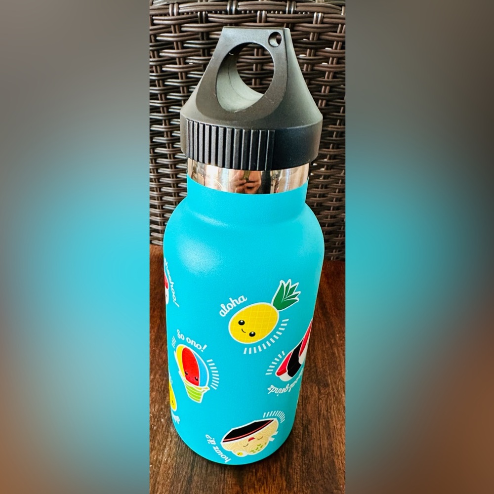 Hawaii Flask Island Heritage Local Grindz-Teal